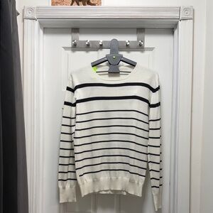 Classic Crewneck Striped Sweater - Black and White